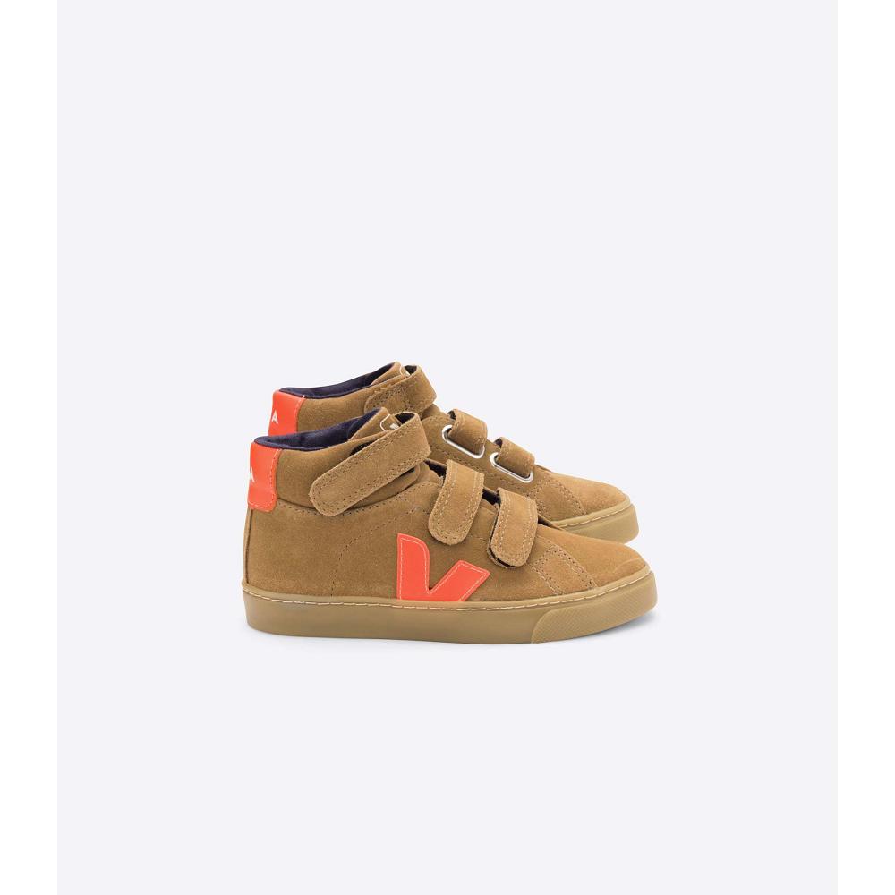 Veja ESPLAR MID SUEDE Kids\' High Tops Brown | CA 679PJJ